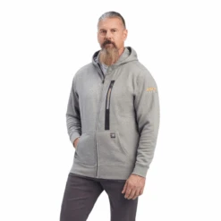 Ariat® Men's Rebar Workman Heather Grey Full Zip Hoodie 10041537