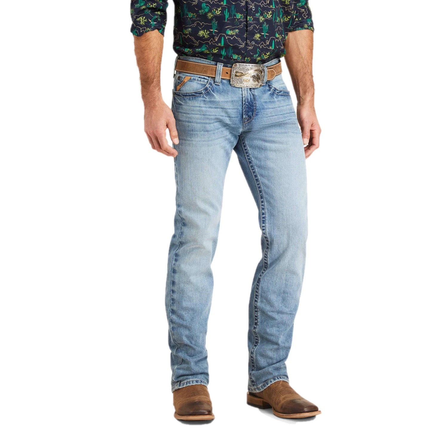 Ariat® Men's M7 Slim Fit Light Wash Straight Leg Jeans 10043187 - Image 2