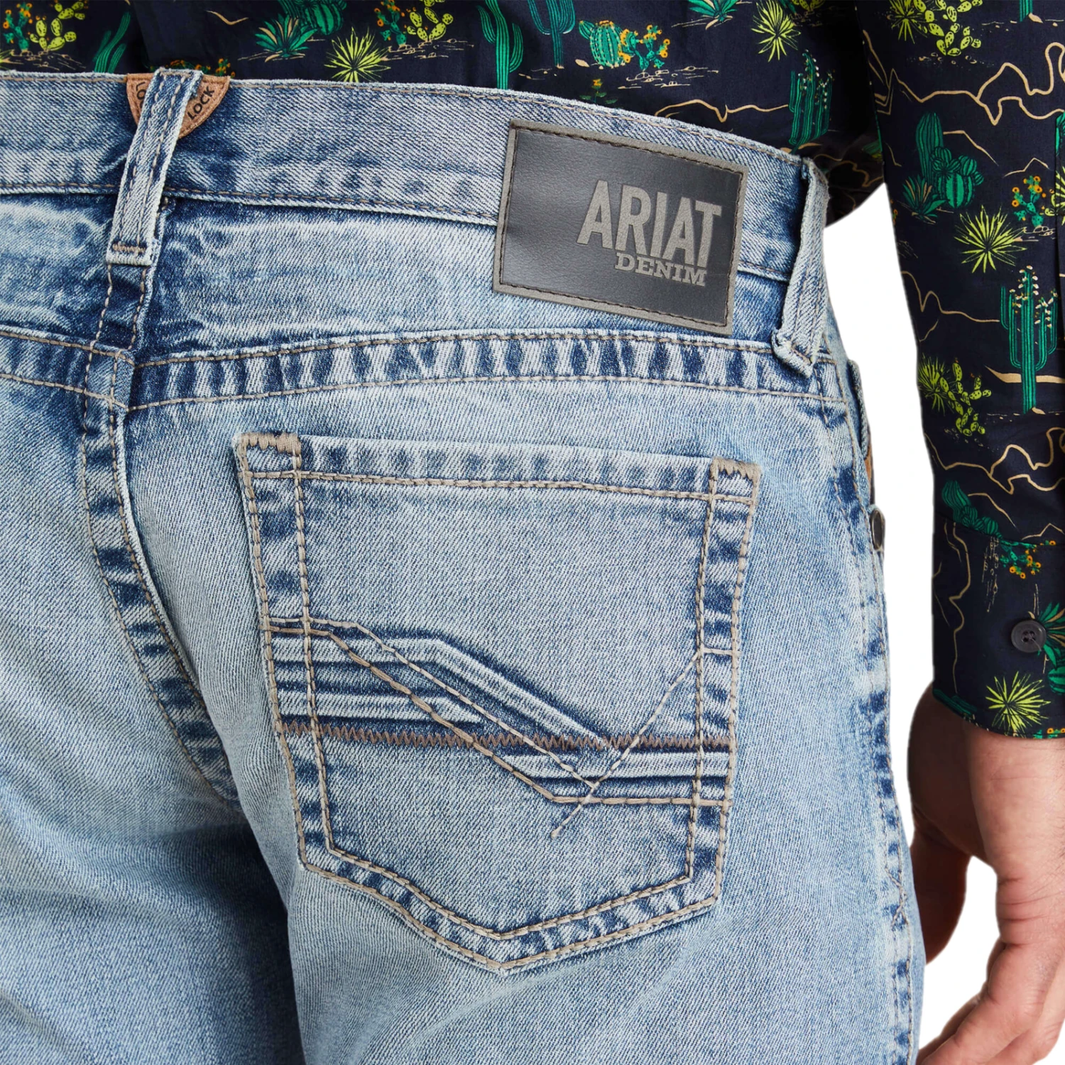 Ariat® Men's M7 Slim Fit Light Wash Straight Leg Jeans 10043187 - Image 3