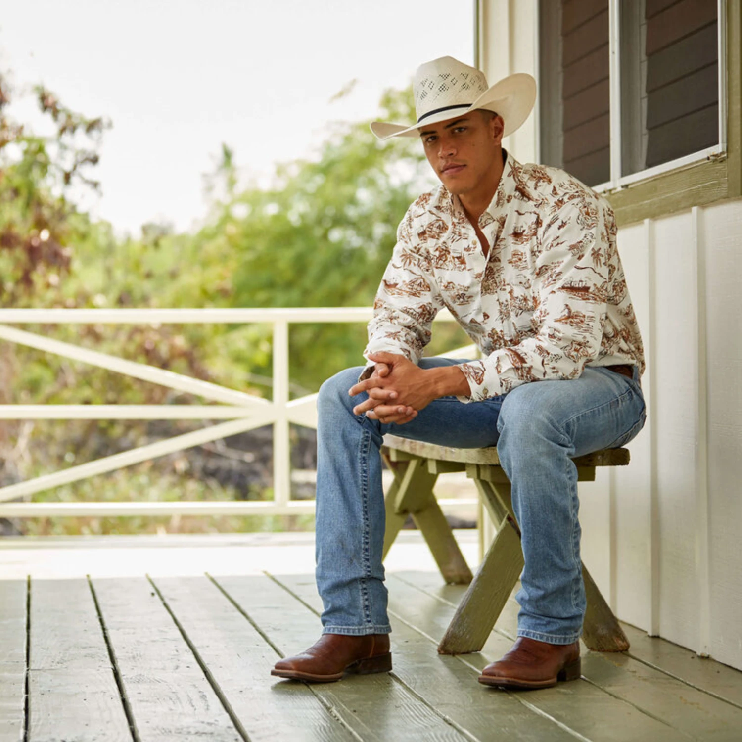 Ariat® Men's M7 Slim Fit Light Wash Straight Leg Jeans 10043187 - Image 7