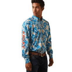 Ariat® Men's Team Spencer Classic Lyons Blue Button Down Shirt 10043695