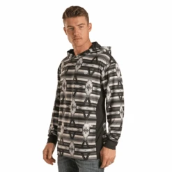 Rock & Roll Denim Men's Aztec Grey Hoodie P8H1534