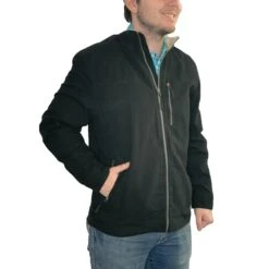 Powder River Men's Brushed Cotton Canvas Black Jacket 92-1026-01