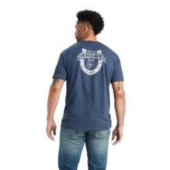 Ariat® Men's Lucky Horseshoe Navy Heather T-Shirt 10042652