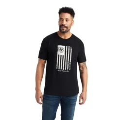 Ariat® Men's American Flag Faded Black T-Shirt 10042654
