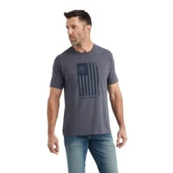 AriatĀ® Men's American Flag Faded Titanium Heather T-Shirt 10042655
