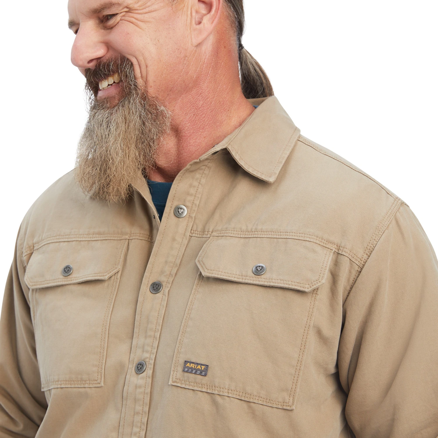 Ariat Men's Rebar Classic Canvas Khaki Shirt Jacket 10041508 - Image 3