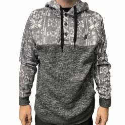 Hooey® Men's Jimmy Aztec Print Grey Pullover Hoodie HH1194AZGY