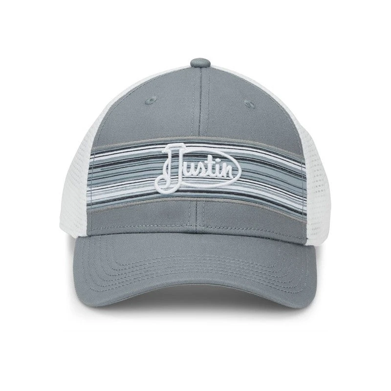 Justin Men's Classic Logo Striped Print Snapback Cap JCBC723-GRY - Image 3