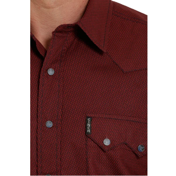 Cinch® Men's Western Plain Red Weave Button Up Shirt MTW1301055 - Image 2