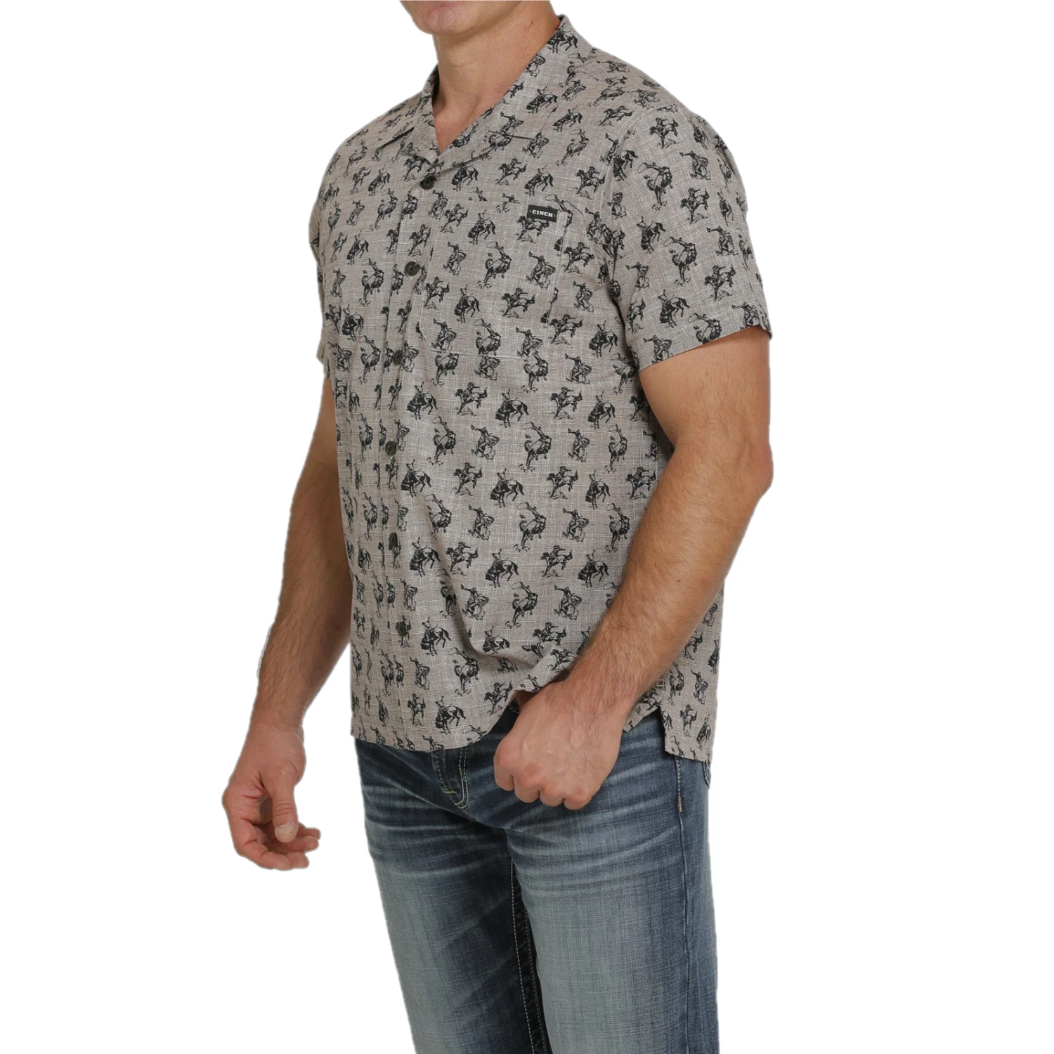 Cinch® Men's Grey Western Graphic Print Button Down Shirt MTW1401011 - Image 2