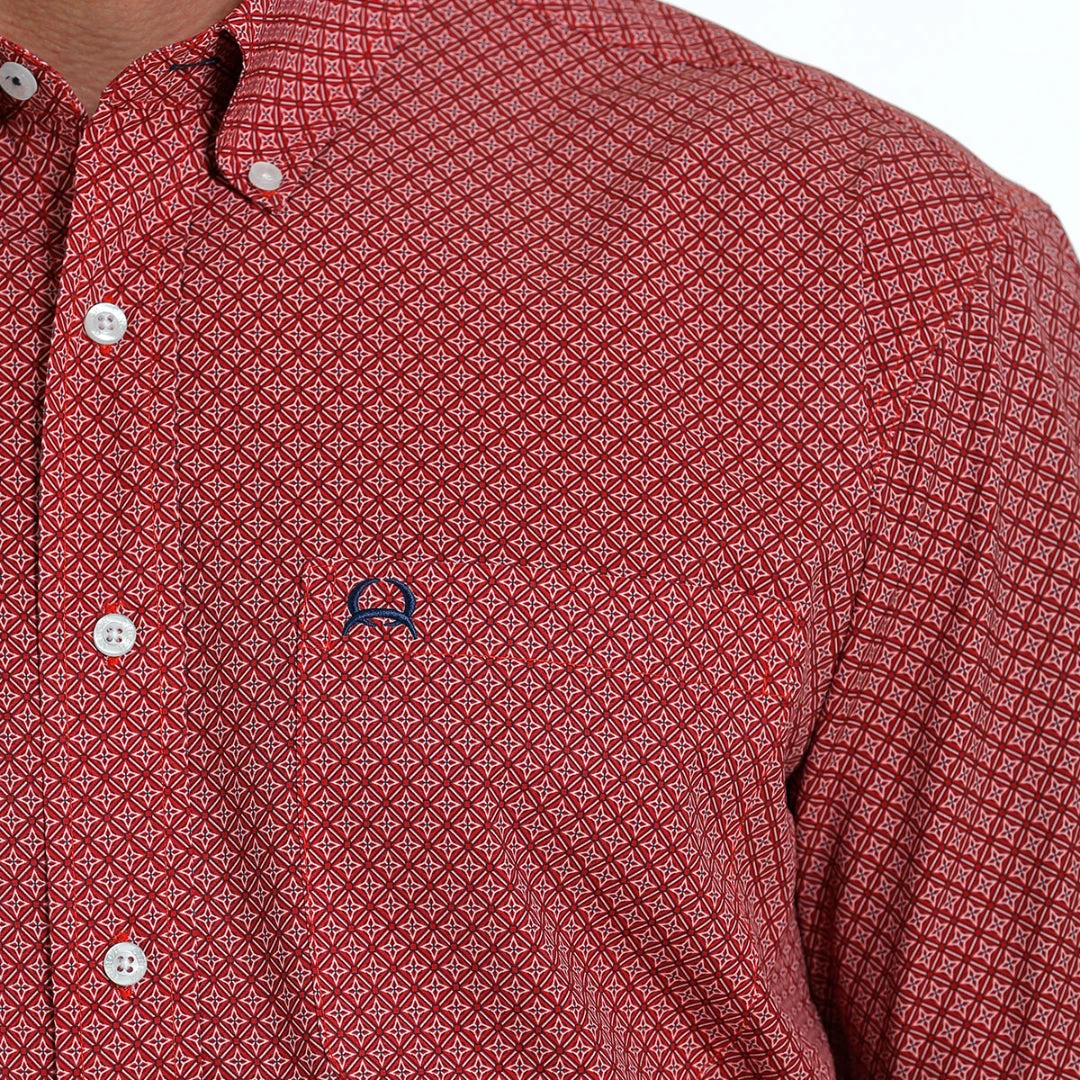 Cinch Men's Arenaflex Red Diamond Print Button Up Shirt MTW1704126 - Image 3