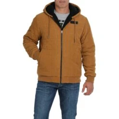 Cinch Men's Sherpa Lined Brown CanvasHooded Jacket MWJ1554001