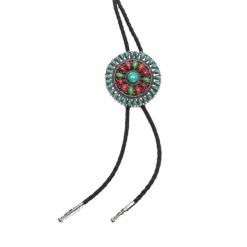 M&F® Unisex Double S Large Multicolored Concho Stone Bolo Tie 22106