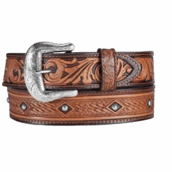 Brighton Men's Diamond Drifter Western Dark Brown Belt C42784