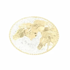 Crumrine® Three HorseheadsRope Edge Silver Belt Buckle C01562