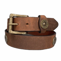 Heritage Leathers USA Men's Vintage Shotgun Shell Brown Belt 2101