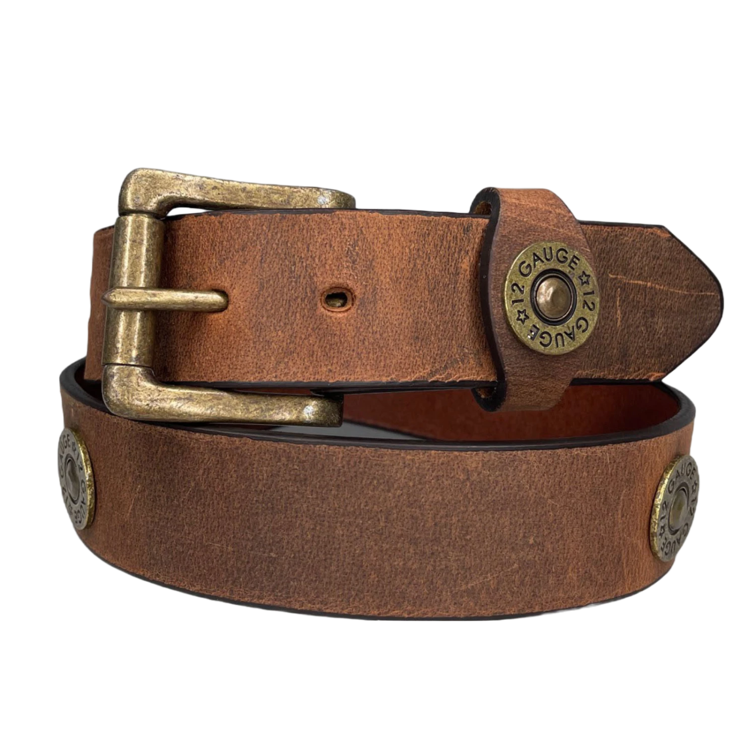 Heritage Leathers USA Men's Vintage Shotgun Shell Brown Belt 2101