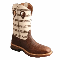 Twisted X Men's 12 Inch Elephant Print & Bone Brown Square Toe Boots MXBA006