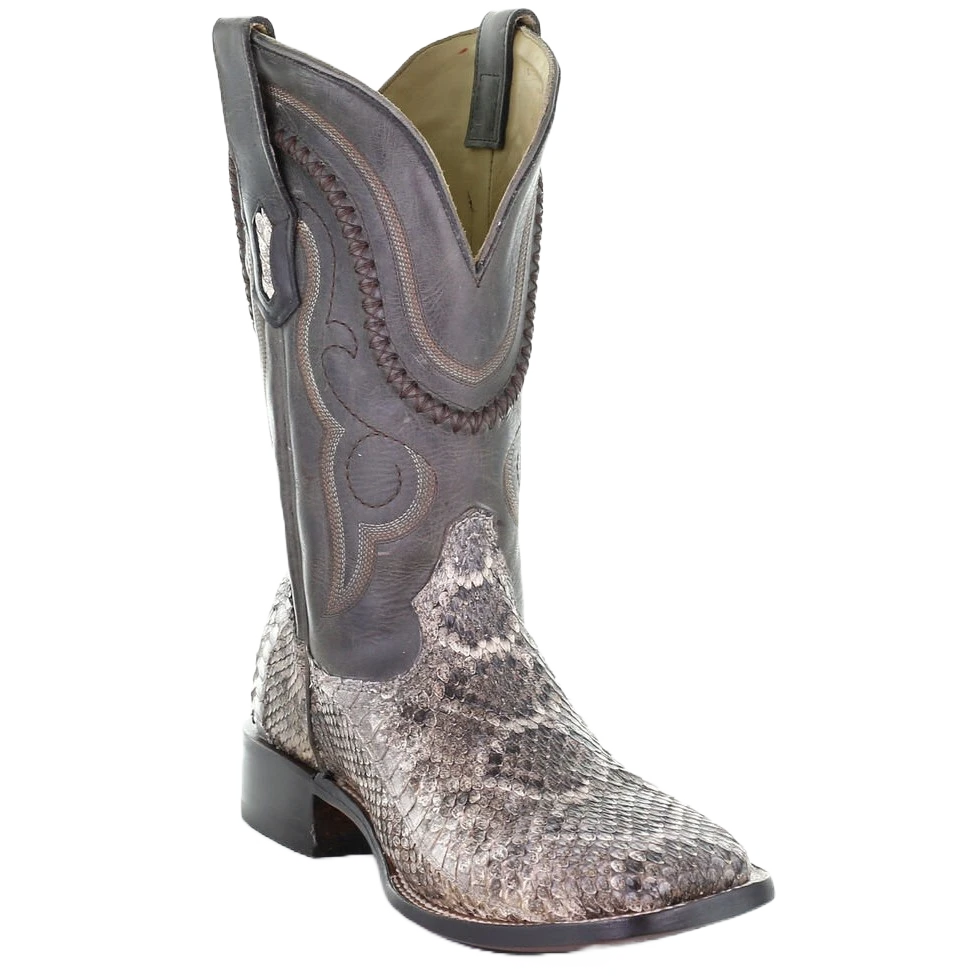 Corral Boots Corral Men's Natural Rattle Snake Square Toe Western Boots A3800