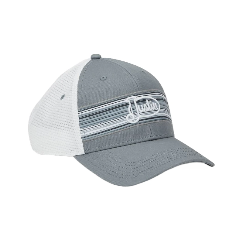 Justin Men's Classic Logo Striped Print Snapback Cap JCBC723-GRY