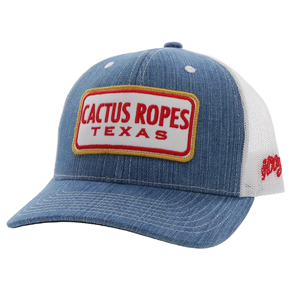 Hooey Men's Cactus Ropes 6-panel Denim & White Trucker Cap CR080