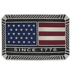 Montana Silversmiths® Trimmed Square American Flag Attitude Belt Buckle A866