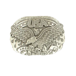 Nocona Mens Silver Toned Eagle American Strong Belt Buckle 37122