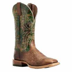 Ariat® Men's Cowhand Toffee Brown Moss Green Square Toe Boots 10029752