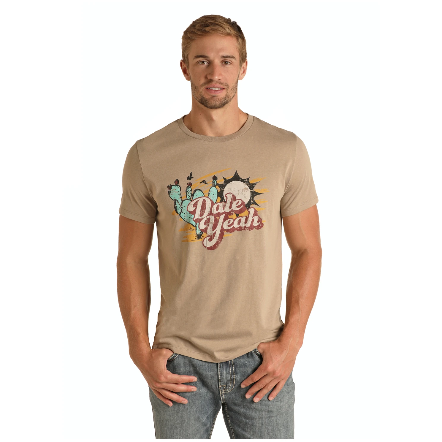 Rock & Roll Denim Men's "Dale Yeah" With Cactus Graphic T-Shirt P9-3363