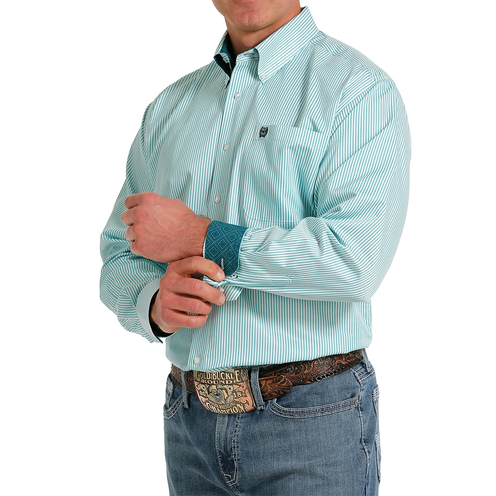 Cinch Men's White Stripe Button Down Shirt MTW1105580