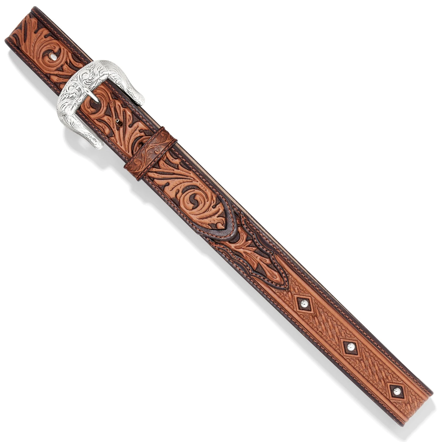 Brighton Men's Diamond Drifter Western Dark Brown Belt C42784 - Image 3